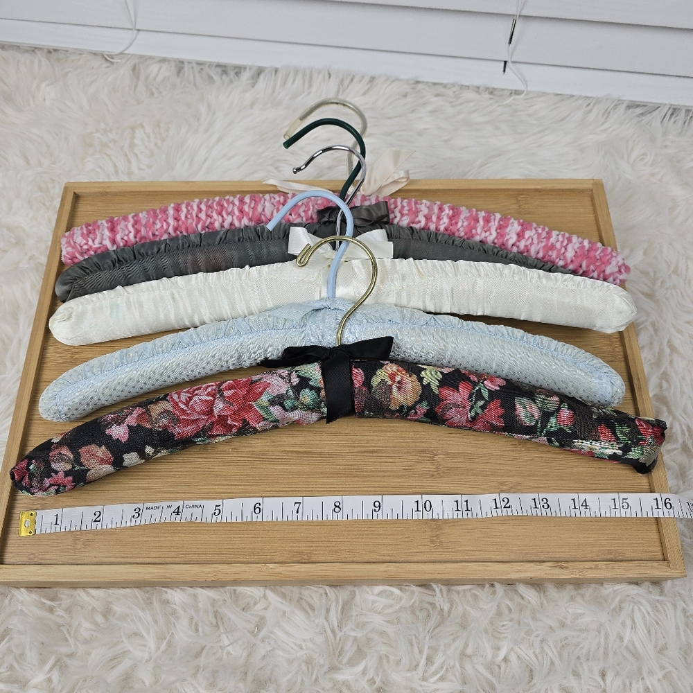 Floral, Satin, and Crochet Padded Hangers Set - Picture 4 of 9